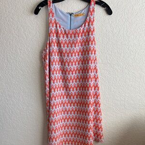Alice + Olivia Vibrant Orange and White Mini Dress